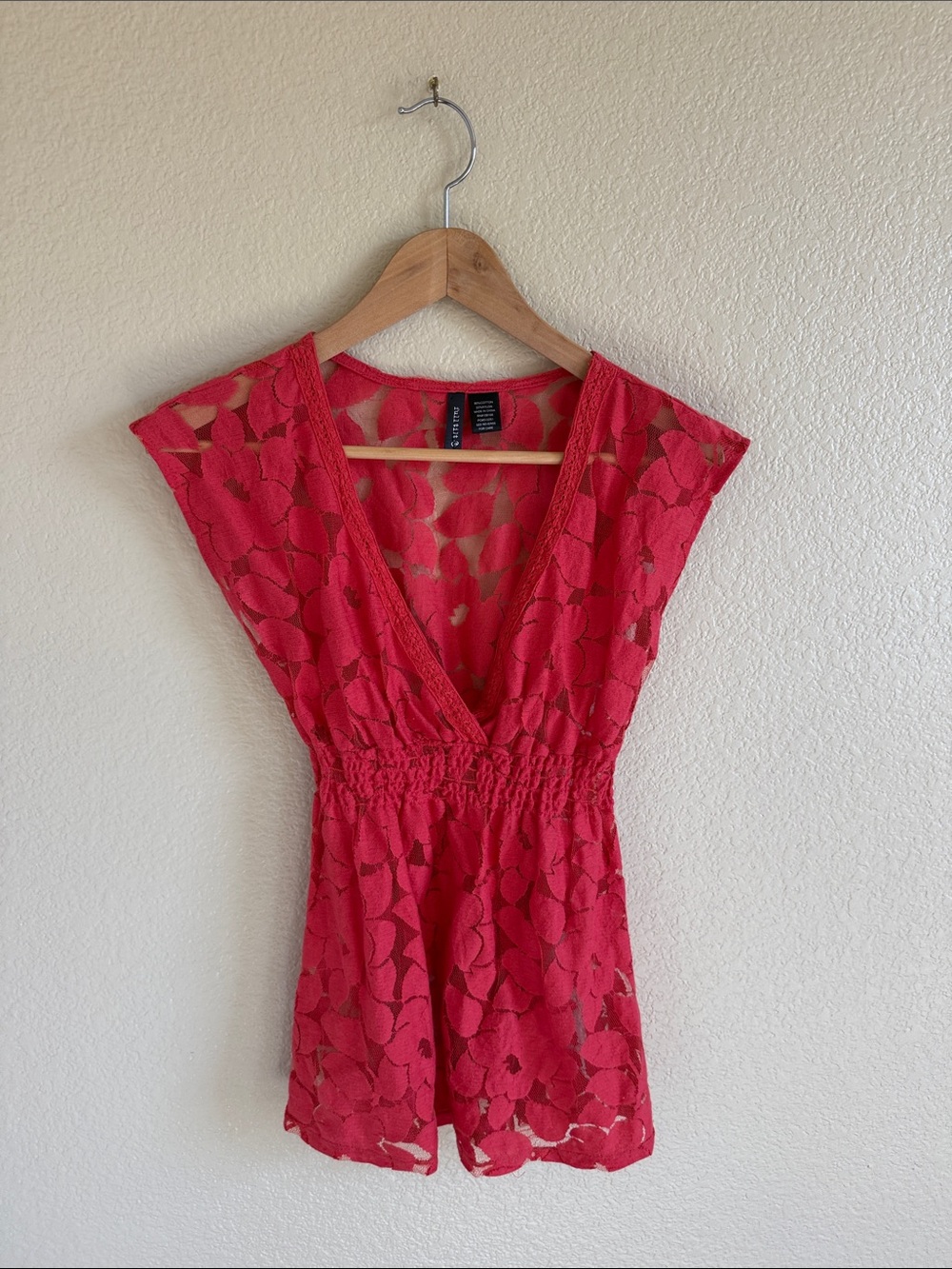 Full Tilt Lace V-Neck Women’s Top